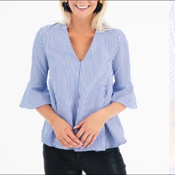 Tuckernuck Tops - Tuckernuck Adelaide striped blouse top L
